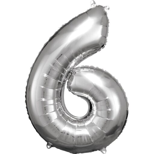 amscan Folienballon Zahl 6 silber