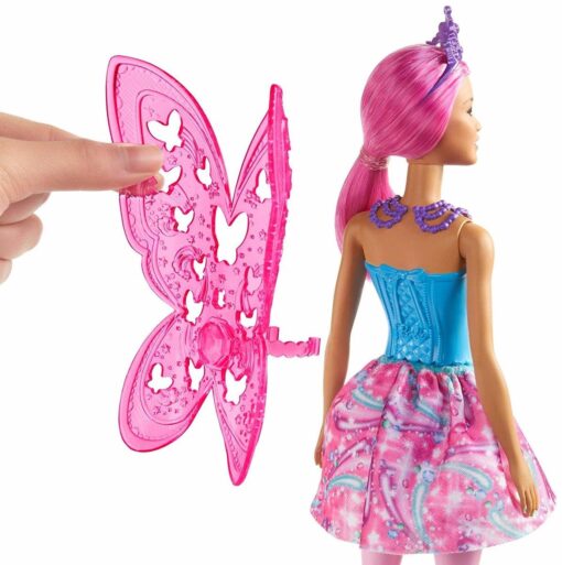 Barbie Dreamtopia Fee (pinke Haare) Puppe mit Flügeln1