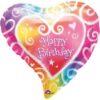 Folienballon Happy Birthday Herz Wasserfarben, 45cm unbefüllt