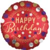 Folienballon Red Satin XL Happy Birthday, 45 cm