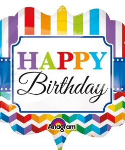 Happy Birthday Bright Stripe & Chevron
