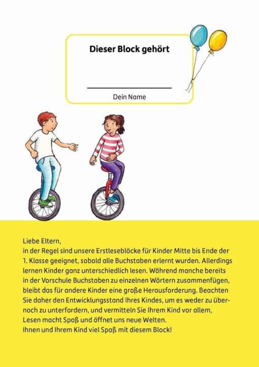 Hauschka Verlag Erstleseblock - Sportlich, sportlich!, A5-Block1