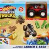 Mattel Hot Wheels Monster Truck Crash-Rampe inkl. 1 Spielzeugauto, Spielset