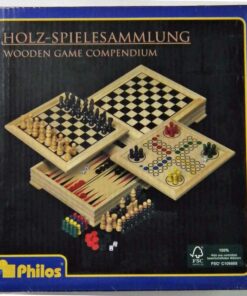 Philos Reise-Spielesammlung in Holzbox 20x20cm