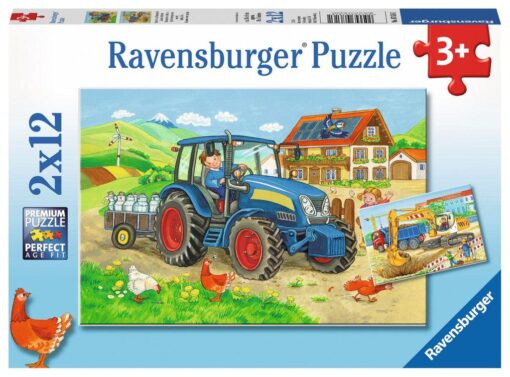 Puzzle Baustelle und Bauernhof 2x12 Teile