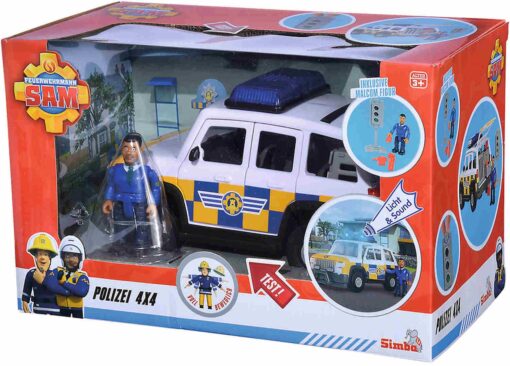 Simba Feuerwehrmann Sam Polizeiauto 4x4 mit Malcom Figur2